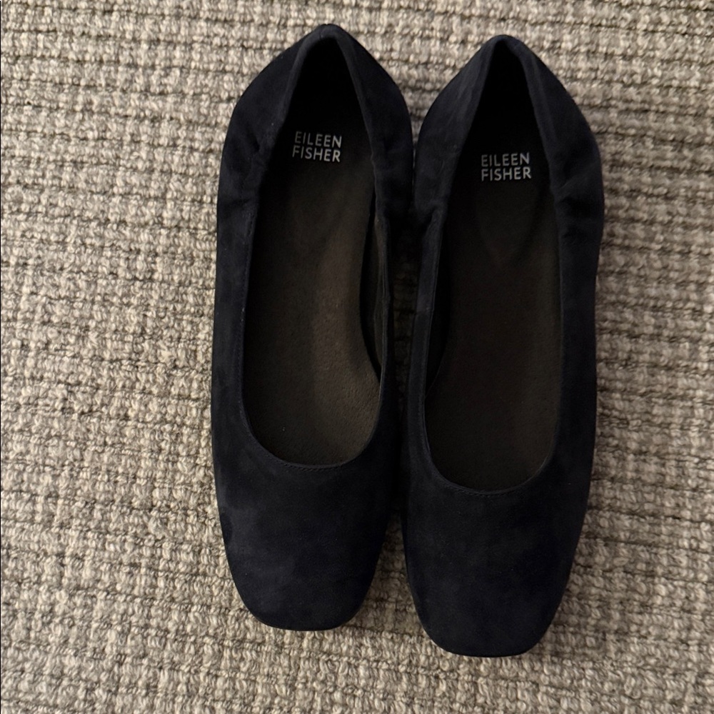 Eileen Fisher Black Suede Flats